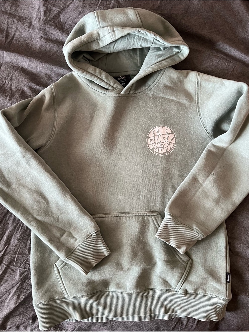 Kids Rip Curl Olive Green Hooded Sweatshirt with White Logo